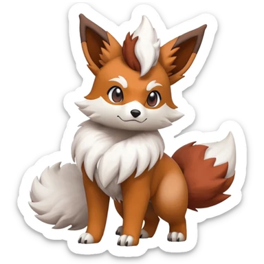 Lycanroc-Eevee-Vulpix-Fakémon-hybrid-creature (full body)  sticker