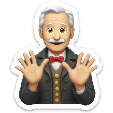 a old mister do a heart with hands sticker