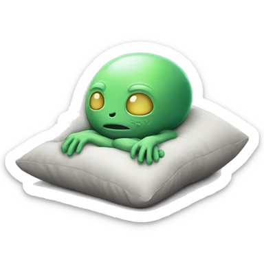 Alien is sleeping on a pillow  sticker