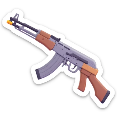 AK-47 assault rifle, simplified cartoonish look, 3D emoji style sticker