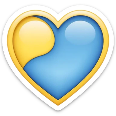 A heart colored half blue half yellow sticker