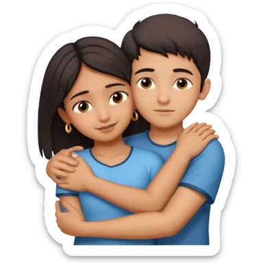 indian boy hugging indian girl from behind... boys hand down near navel of girl... boys head on the shoulder of girl... hugging tight sticker