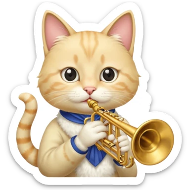 blonde cat play trumpeter, portrait sticker