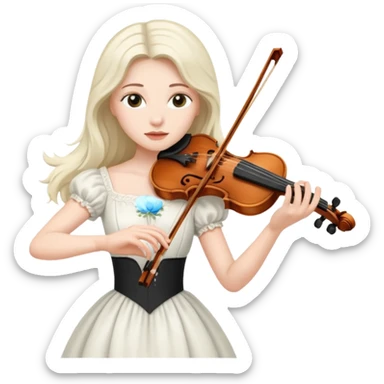woman playing violin with white dress sticker