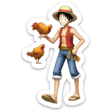 Luffy qui mange une cuisse de poulet sticker