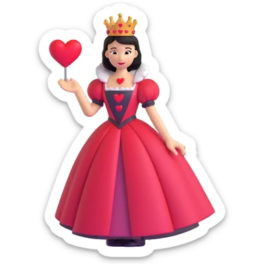 Queen of Hearts from Alice in Wonderland, wearing a red heart-shaped dress sticker