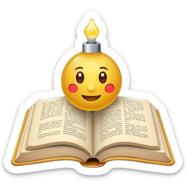 ein buch bzw lernmaterial und obendrüber eine leuchtende glühbirne sticker