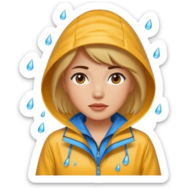 Woman sweating wearing a rain jacket sticker