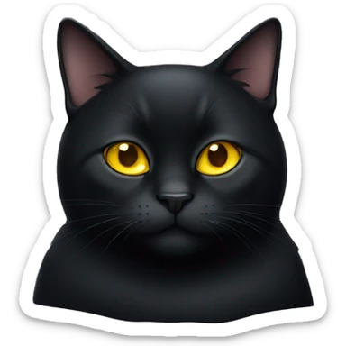 Fat black cat with yellow eyes  sticker