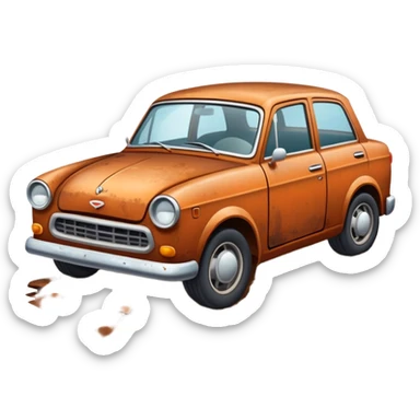 Broken car on pathway  sticker