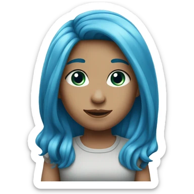 A girl with long blue hair sticker