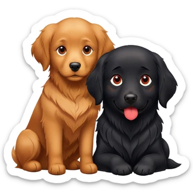 Little black dog and red golden retriever sticker