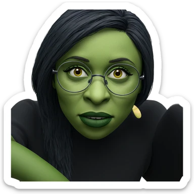 green skinned girl with glasses sticker