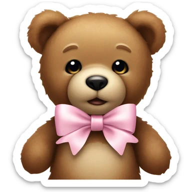 teddy bear with a light pink bow sticker