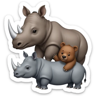 Rhino holding a bear over its head sticker