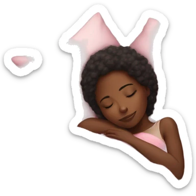 black girl sleeping on her side with a pink blanket  sticker