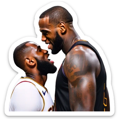 lebron james kissing dwane wade sticker