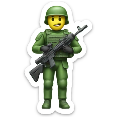 Green plastic soldier toy sticker