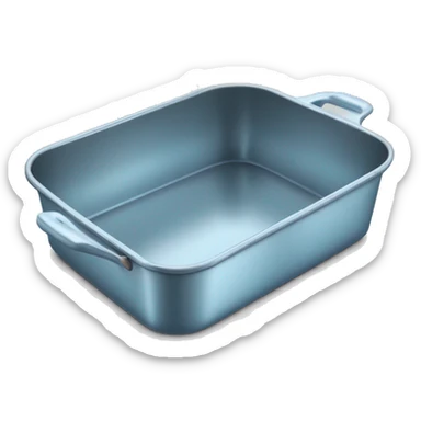Realistic empty metallic light blue baking pan with handles sticker