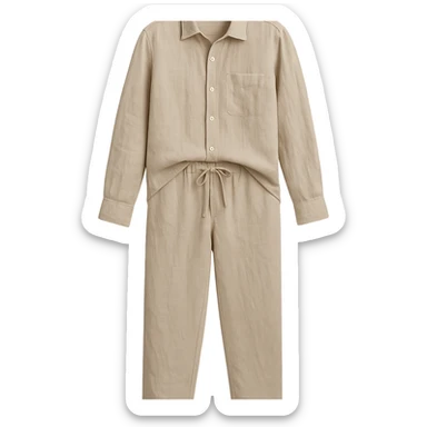 European linen shirt and pants set, no person, white background sticker