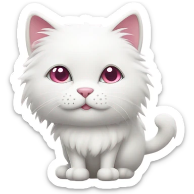 white cat with pink hearts sticker