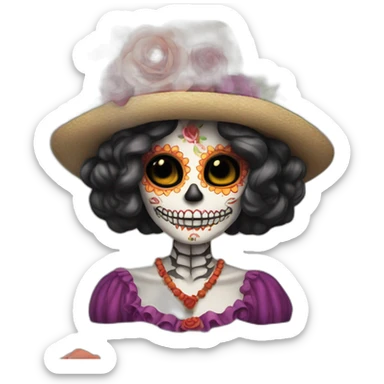 catrina hombre saludando sticker