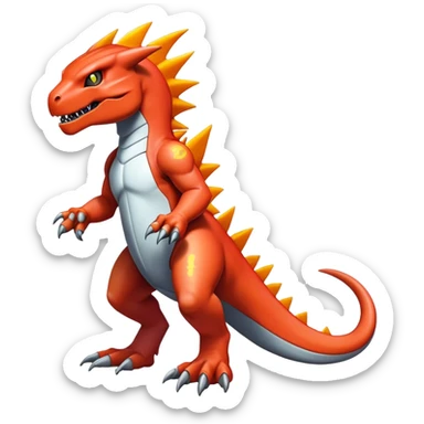  Cool Edgy Shiny Futuristic Ethereal Legendary Greymon-Digimon-Charmeleon-Reptile full body sticker