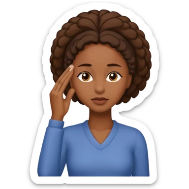 back woman standing with hand on forehead  sticker