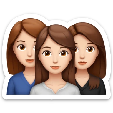 Three Woman Next to each other with Brown hair sticker