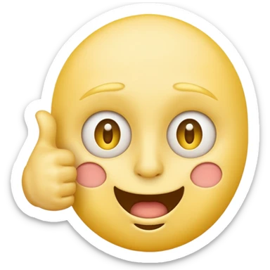 Original yellow Emoji face stressed out with one eye half open quivering out of anxiety and a singular thumbs up sticking out.  sticker