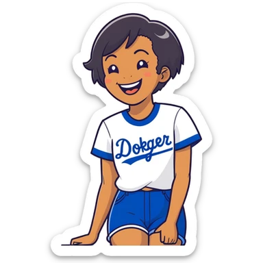 Laughing dodger black female fan sticker
