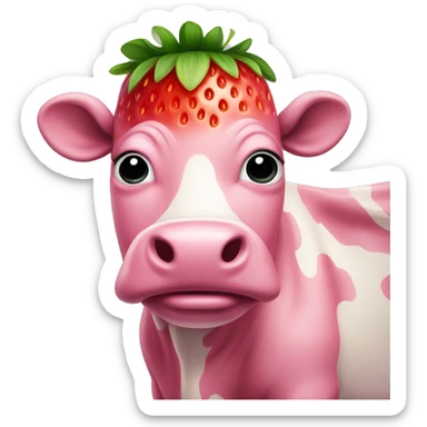 Pink strawberry cow sticker
