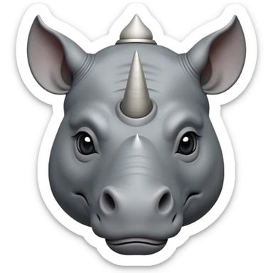 cinematic-noble--rhinoceros-portrait-emoji,slate-grey-hide--poised-and-regal,-with-a-massive,-powerful-build-and-a-thick, -deep-set-soulful-piercing-eyes,-simplified-yet-sharp-and-sophisticated-features,-highly-detailed,-large-black-eyes, zoomed out showing shoulders, large white horn  sticker