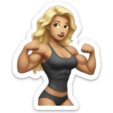 Sexy White Woman flexing muscles sticker