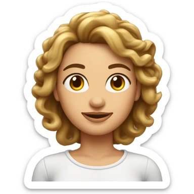 Mulher 45 anos pele morena com cabelos enrolados na altura do ombro e luzes loirs sticker