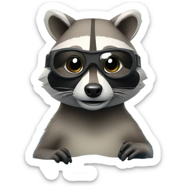 Raccoon wearing swim goggles sticker