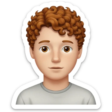 A white boy with curly brown hair not too curly but wavy in a low taper fade sticker