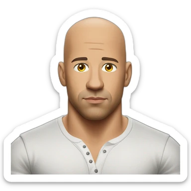 vin diesel serious cartoon wearing henley  sticker