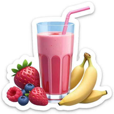 Juice contains: Strawberry Yoghurt, Blueberries, Apple Juice, Raspberries, Banana & Ice. In 3D. Aesthetic sticker