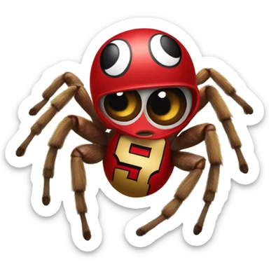 Jumping spider with 49ers jersey sticker
