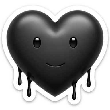 black ink heart emoji, blob, isolated on white background, grunge, like pen stroke, flat 2d sticker