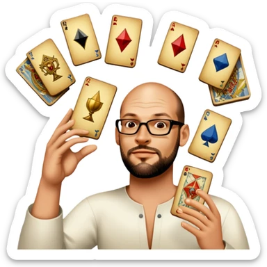 Man with floating tarot cards sticker