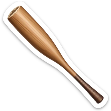 short thick brown baseball bat with subtle wood grain sticker