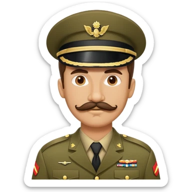 Army soldier with bushy mustache in uniform sticker