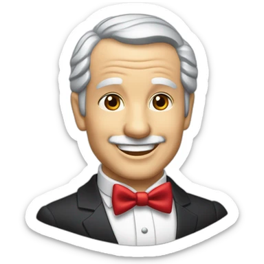 jenkins-a-gray-haired-balding-butler-wearning-dinner-jacket-with-red-bow-tie-smiling-without-glasses sticker