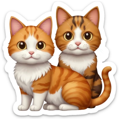 3 cats different colours including brown tabby and white, calico, and ginger and white sticker