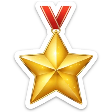 a glittery golden star-shaped medal  sticker