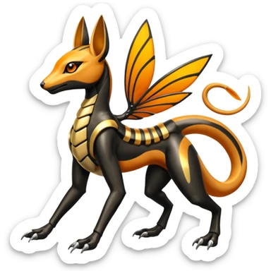 Shiny 4-legged Meloetta-Anubis-Salandit-Beedrill-fusion, full body sticker