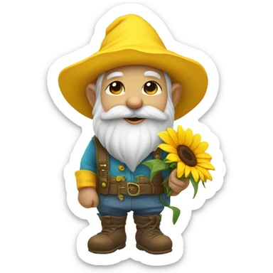 Gnome with a sunflower sticker