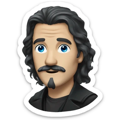 Sirius Black - black long hair, black mustache, blue eyes,  sticker